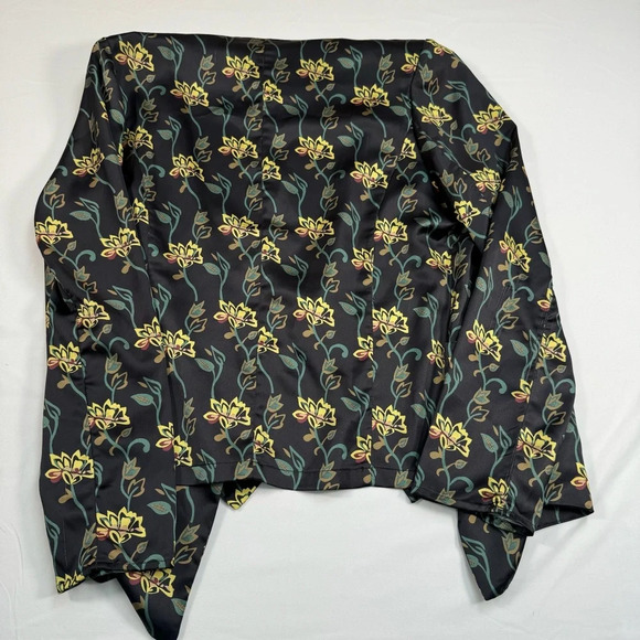 Pink Martini Open Front Blazer Jacket Womens Size Large Black Gold Florals - Picture 11 of 11